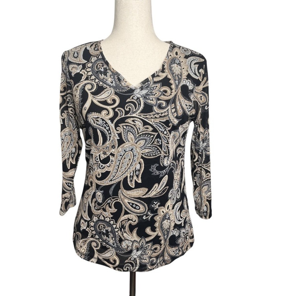 Vintage Y2K Paisley Top Whimsigoth Dark Fairy Grunge Mesh‎ Blouse Womens Medium